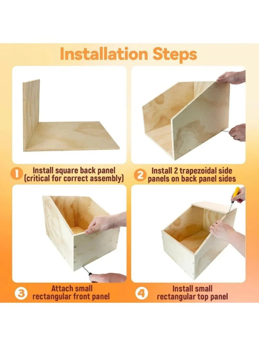 Cozy Wooden Rabbit Nesting Box - Solid Wood Small Animal Hideout, 16x11x11